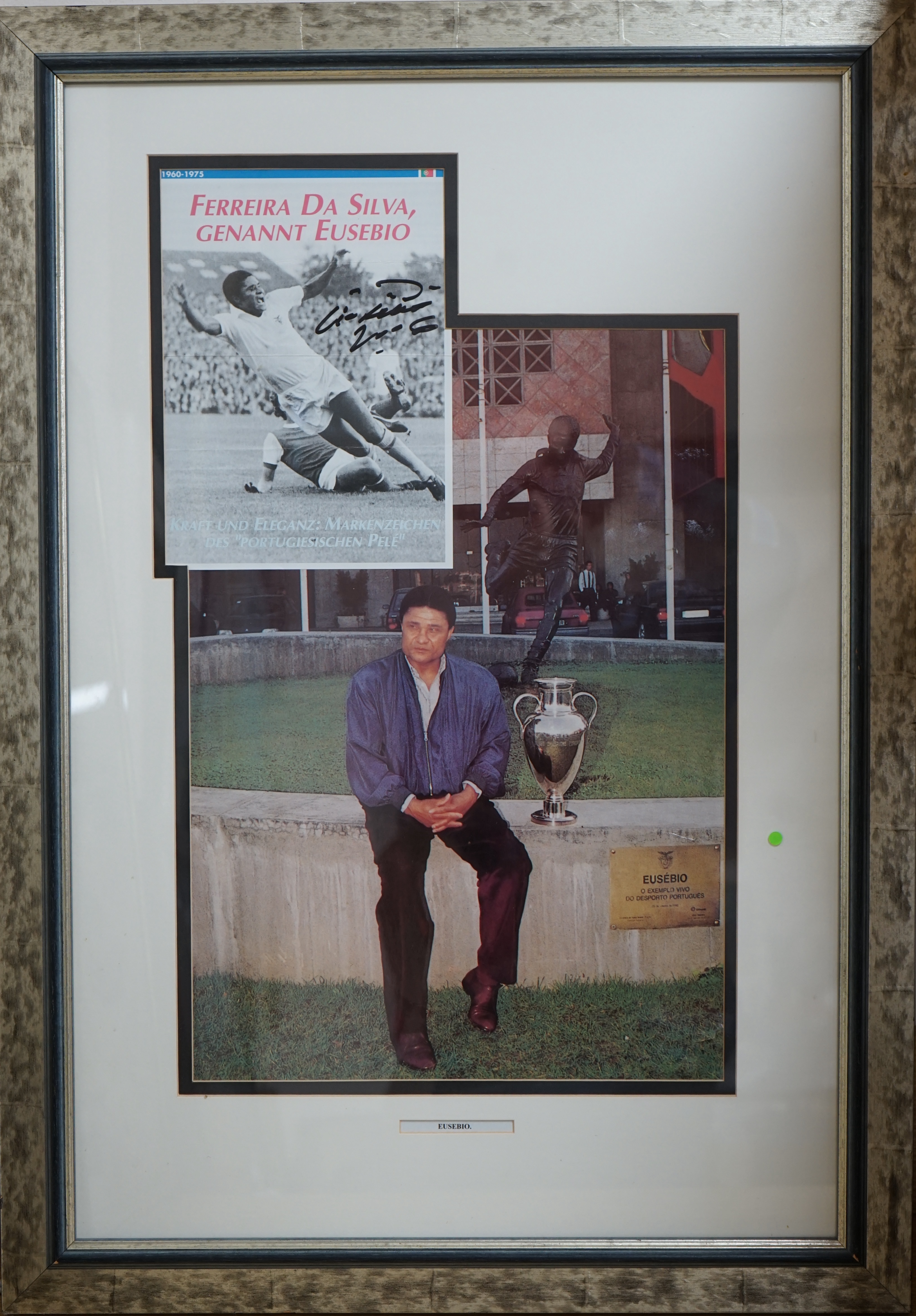 Eusebio, football interest signed colour photograph, label verso, overall 76 x 53cm. Condition - good